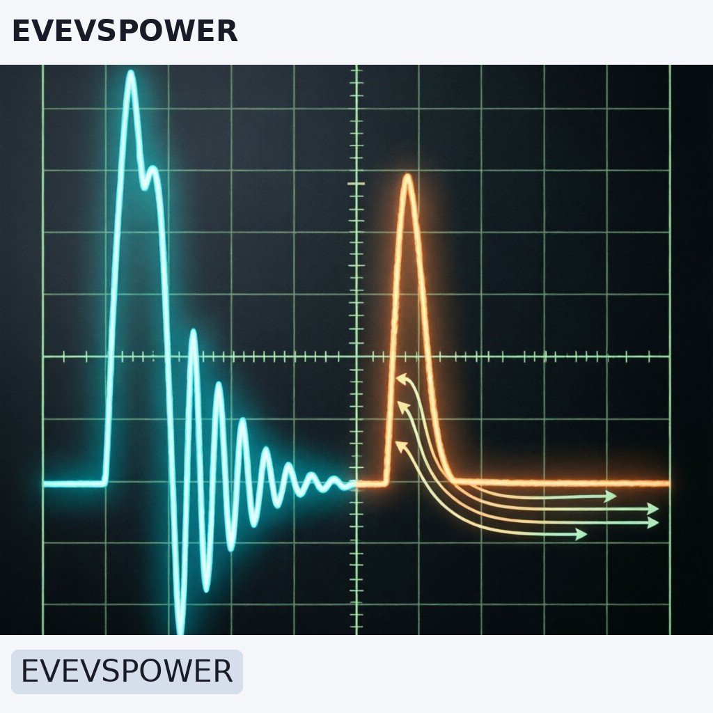 Illustration of arc discharge current waveform and protection circuit response time showing energy