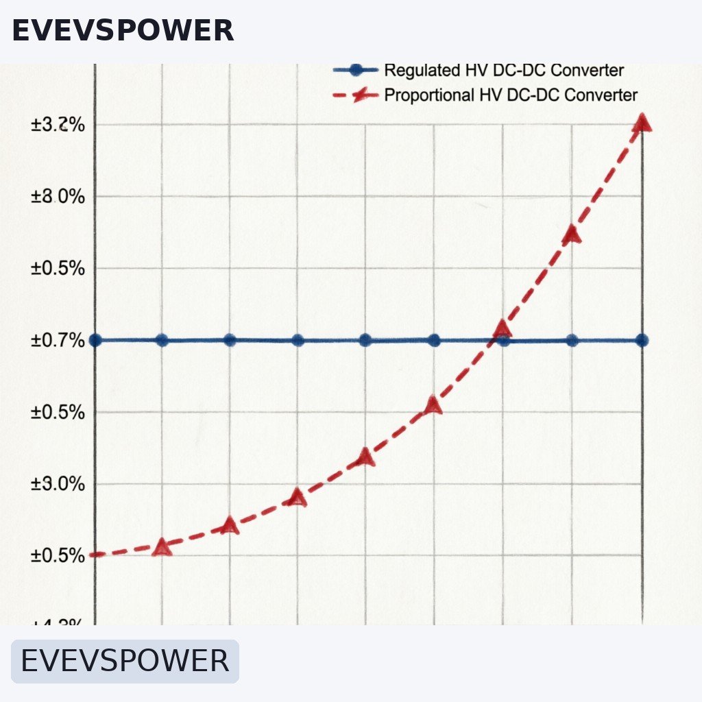 Graph comparing output voltage stability over temperature for regulated versus proportional high-voltage